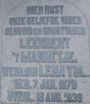 Mannetje 't Leendert 1870-1939 (detail grafsteen).JPG